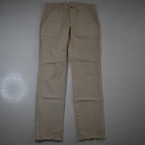 LOFT 2 Skinny Raw‎ Hem Utility Beige Stretch Denim Womens Jeans